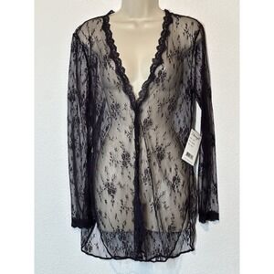 New Vtg  Y2K Dreamgirl Sheer Purple Lace Nighty Robe Boho Fairy Whimsigoth Layer